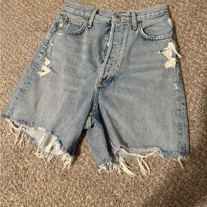 Agolde Light Blue Distressed Jean Shorts